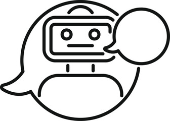 Bot chat support robot icon outline vector. Ai contact help. Internet work