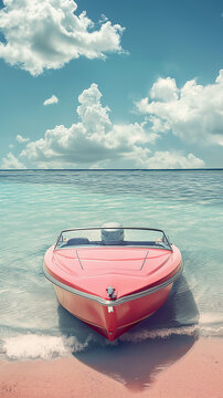 Speedy boat in tropic water idillic landscape