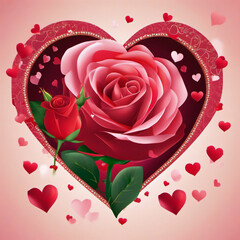 A rose depicted on a heart is designed for cards, prints, March 8, Valentine, invitations and can be used in various cases.