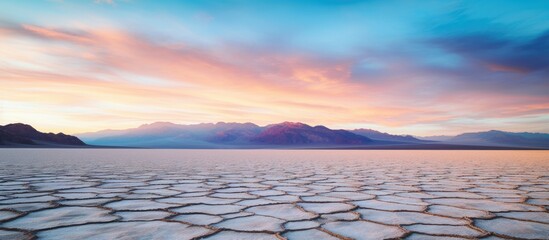 Sunset over the salt flats in Death Valley