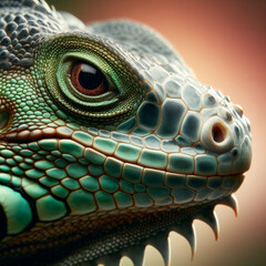 Fototapeta premium green iguana close up - Generative AI