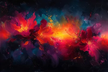 Rollo Vibrant bursts of color exploding against a darkened sky, illuminating the night with a dazzling display of abstract expression. © Ateeq