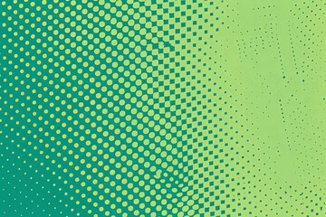 Green pop art background in retro comic style with halftone dots, vector illustration of backdrop with isolated dots blank empty with copy space 