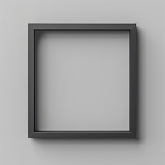 A black picture frame on a gray wall.