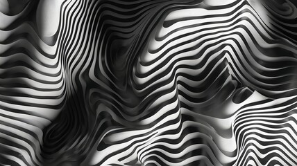 Monochrome crumpled fabric texture background , zebra lines fabric texture with crumpled looking