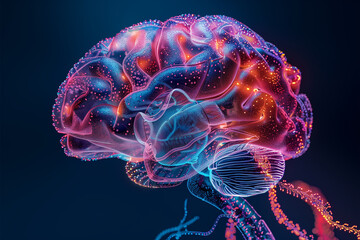 Brain creative technology, translucent scan medical  3d illustration