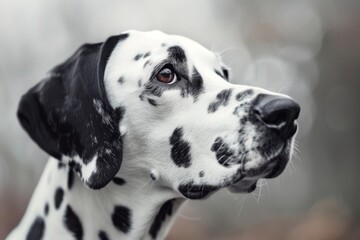 Curious Dalmatian with distinctive spots and alert expression, ideal for classic and timeless designs