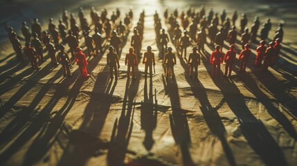 Vintage toy soldiers, in a dramatic reenactment of a historical battle under the sunlight's long shadows, pay tribute on Memorial Day.
