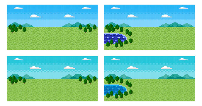 ドット絵 背景（草原）セット01
