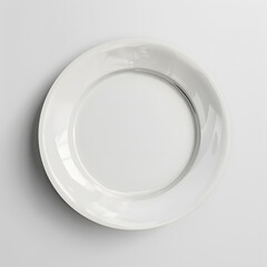 White plate top view mock up isolated on white background