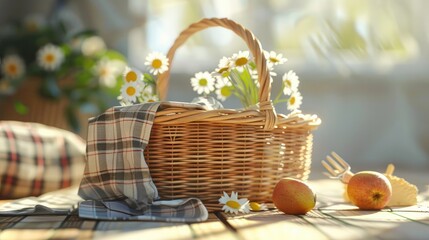 Summers Lavish D Rendered Picnic Basket Brimming with Natures Bounty