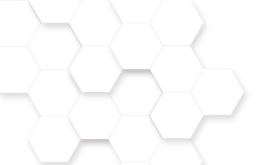 Background with white and grey hexagonal lines, Abstract 3d hexagonal background with shadow. Abstract hexagonal concept technology, banner and wallpaper background.