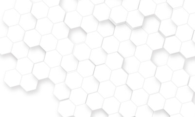 White seamless hexagon pattern background. Abstract hexagonal concept technology background. Vector Illustration