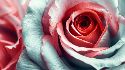 Close up of red and white rose - obrazy, fototapety, plakaty
