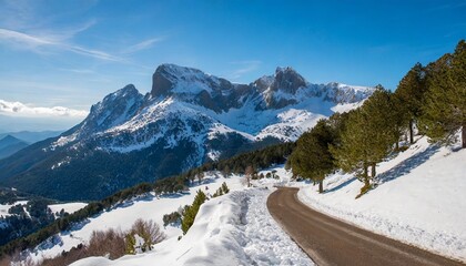 Fototapeta na wymiar pedraforca mountain in winter in catalonia in spain