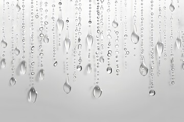 Drizzling rain on a transparent white background, perfect for relaxation themes