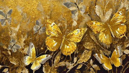 in prints there are abstract art prints golden grain oil on canvas brush the paint butterflies...