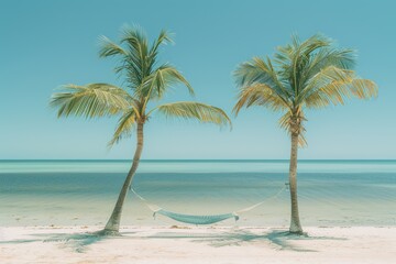 Summer Bliss with Palms and Hammock on Beach