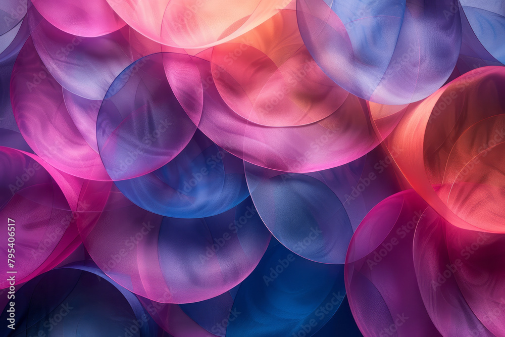Poster The interplay of circles and ellipses, forming a tranquil pattern of soft gradients,