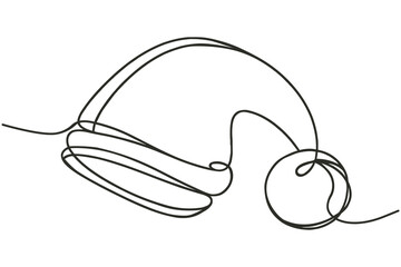 Christmas hat one line drawing, Vector illustration