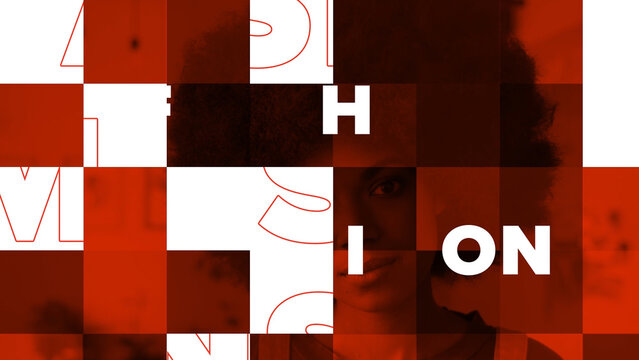 Flashing Mosaic Media Text Transition