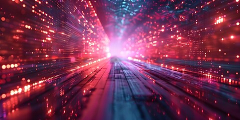 Fototapeta premium Vibrant Digital Realm Evolving Visual Display of Interconnected Data Streams