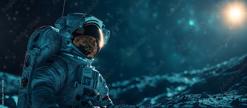 Wall mural intrepid astronaut explores the vast and enigmatic cosmos in a groundbreaking space odyssey