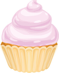 Pink cream cupcake icon cartoon vector. Bakery snack. Decoration candy