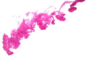 Pink color dye melt on white background,Abstract smoke pattern,Colored liquid dye,Splash paint