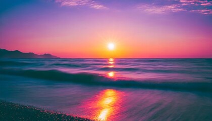 synthwave sunset landscape 80 s retro synthwave color design ocean wave generative ai