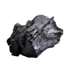 A piece of coal from solid wood on a white background