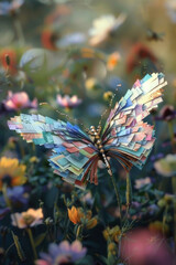 A butterfly with wings made of colorful book pages, fluttering among flowers or in a magical forest. This could symbolize the beauty and freedom of imagination found in books. 