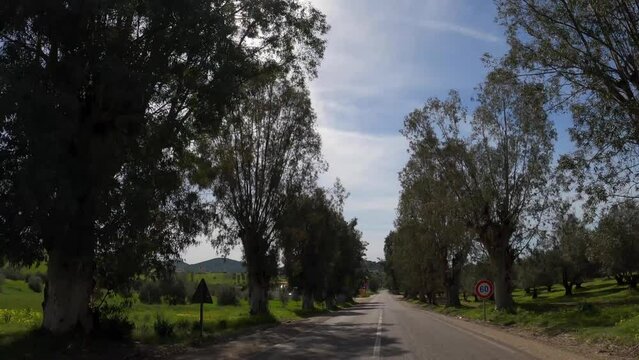 POV driving trip by road that running in Morocco