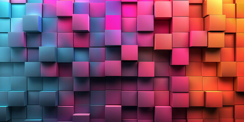 Abstrakte Würfel in pink als Hintergrundmotiv für Webdesign im Querformat für Banner