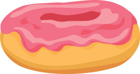 Pink donut dessert icon cartoon vector. Bakery round snack. Sweet candy