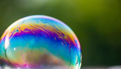 soap bubble close up shot unique colorful background