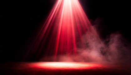 spotlight on isolated background divine red light through a dark fog the rays beam light on the floor stock illustration