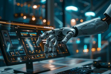 Robotic systems and AI algorithms redefine workforce roles, driving productivity and innovation, business concept