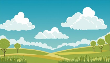 Beautiful fluffy clouds on blue sky background. Vector illustration. Paper cut style. Place for text. 
