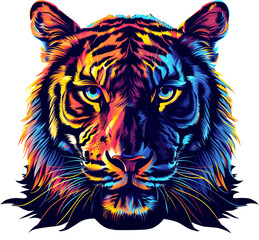 Fototapeta premium Tiger head illustration on white background. Wild cat predator.