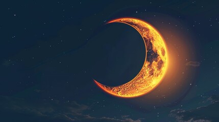 Eclipse: A vector illustration of a partial solar eclipse, showing the moon partially covering the sun