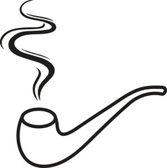 vintage smoking pipe, old-fashioned cigarette illustration