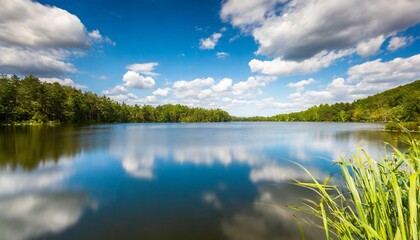 Obraz na płótnie Canvas lake with blue sky and clouds 3