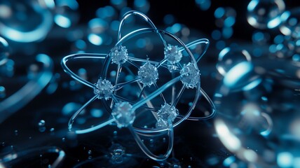 Immerse yourself in the realm of molecular science with this stunning representation of an atom model. 

 - obrazy, fototapety, plakaty