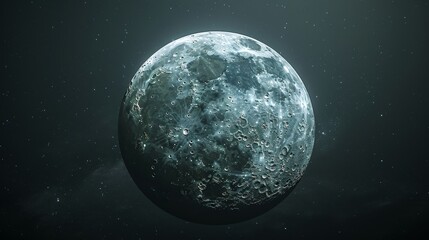 Moon: A 3D rendering of the moon in its full phase
