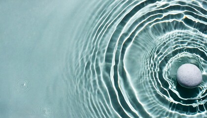 blue water texture blue mint water surface with rings and ripples spa concept background flat lay...