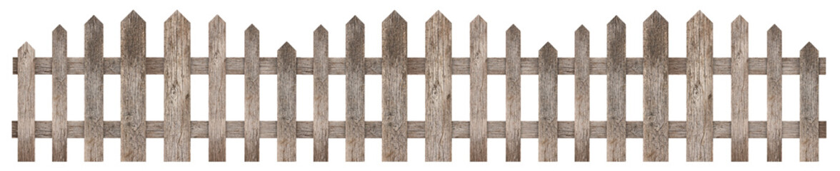 Obraz premium Wooden fence isolated on white. Enclosing structure