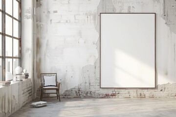 Sunlit Industrial Loft Space with Blank Projection Screen