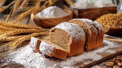 Loaf bread cutting board wheat