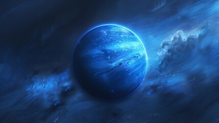 Planet: An illustration of Neptune, featuring its vibrant blue color and the Great Dark Spot